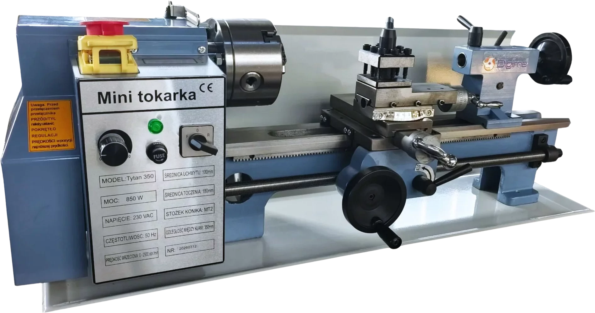 Kompaktowa budowa tokarki Digima DC TYTAN 350